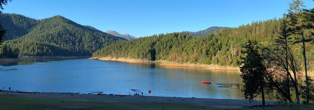 View of Applegate Lake with the Siskiyou Mountains and the Red Buttes in the background